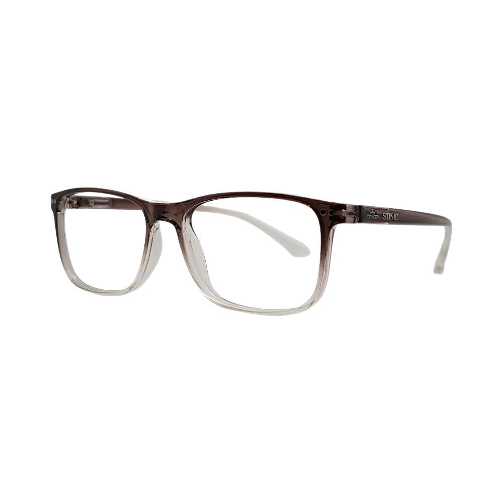 Classic Brown & Transparent Rectangular Full-Rim Frames | Eyeglasses for Men | STINC EYEWEAR