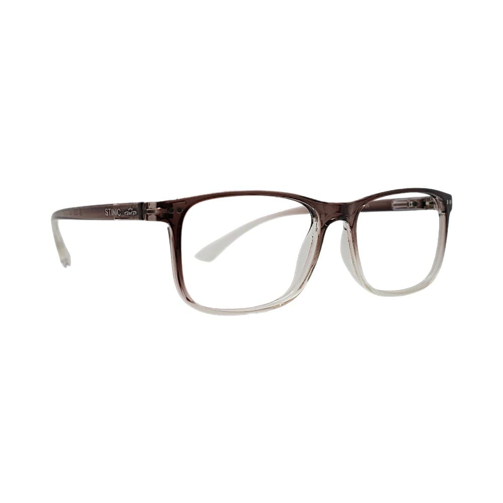 Classic Brown & Transparent Rectangular Full-Rim Frames | Eyeglasses for Men | STINC EYEWEAR