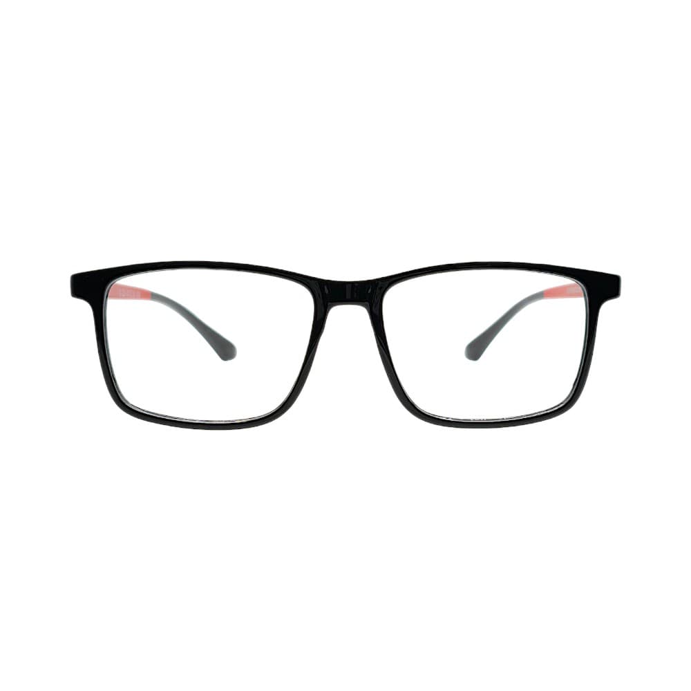 STINIC Eyewear Black and Red Rectangular Eyeglasses Frame – Unisex Full-Rim Optical Prescription Glasses