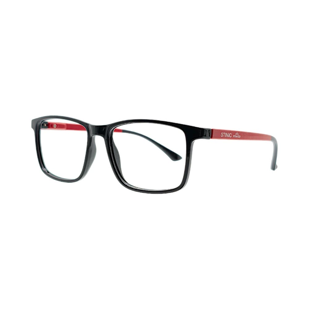 STINIC Eyewear Black and Red Rectangular Eyeglasses Frame – Unisex Full-Rim Optical Prescription Glasses