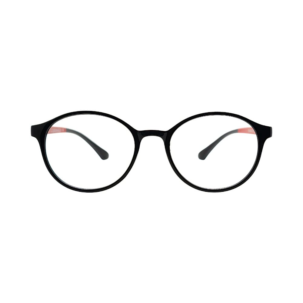 Lightweight Retro Round Black & Red Optical Frame | Glasses for Girls | STINIC EYEWEAR