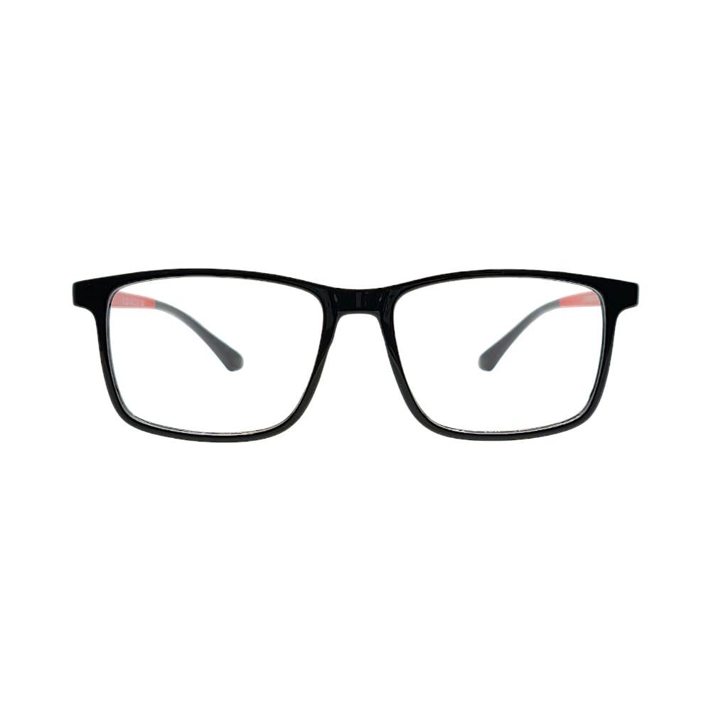 STINIC Eyewear Black and Red Rectangular Eyeglasses Frame – Unisex Full-Rim Optical Prescription Glasses